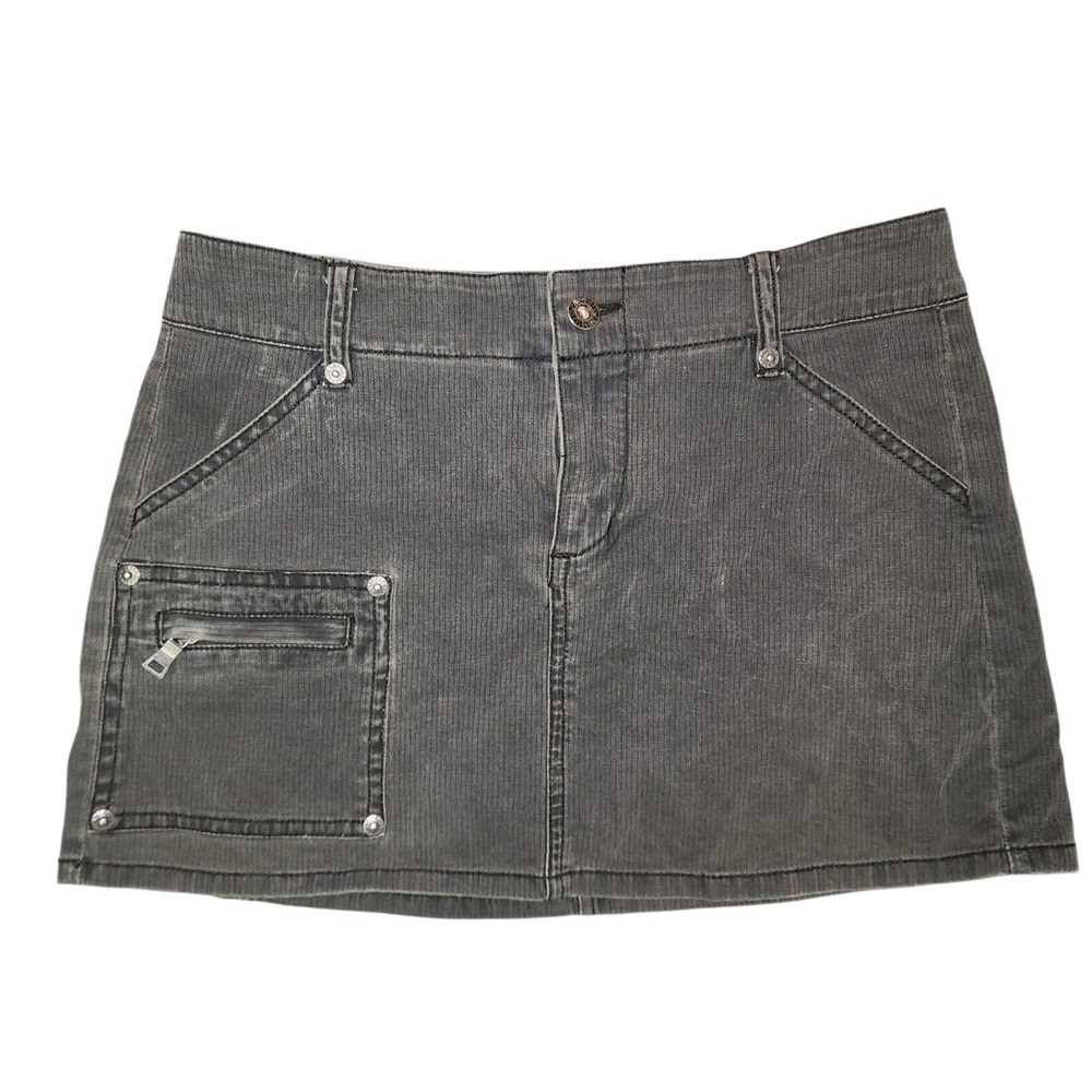 Vtg. Guess Mini Skirt Women's Size 26 Y2K 90s Distressed Lightweight Denim Gray